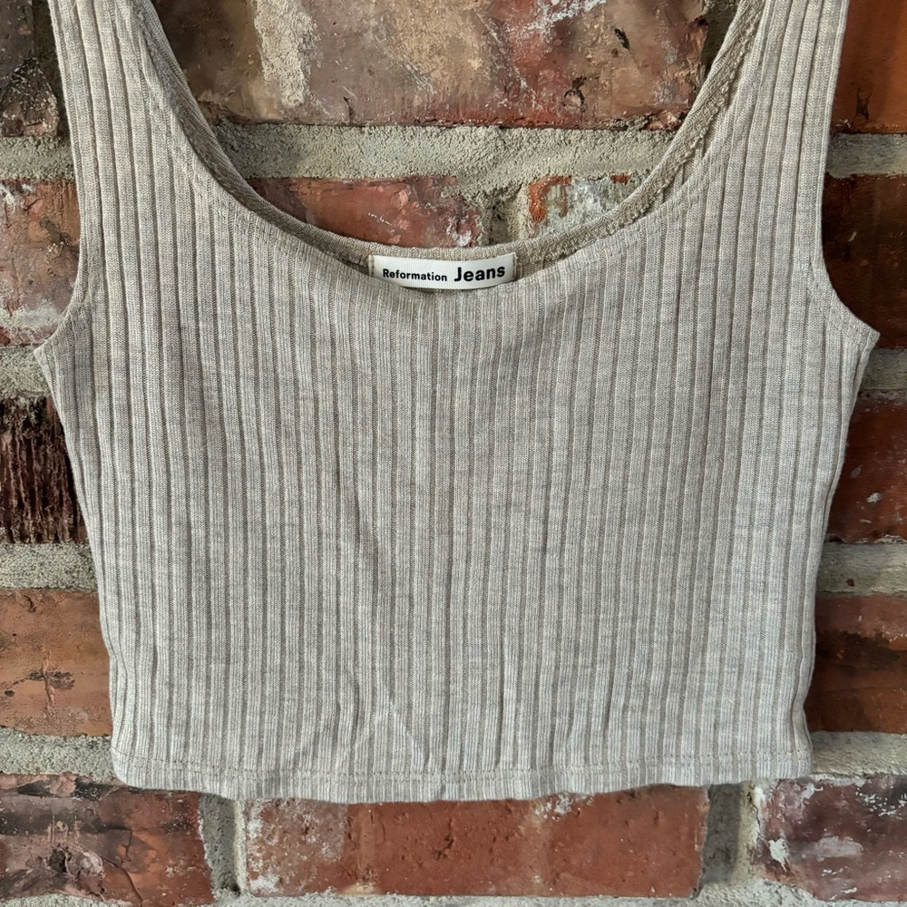 Reformation Ribbed Tank & Jogger Set in Beige - Picture 4 of 15